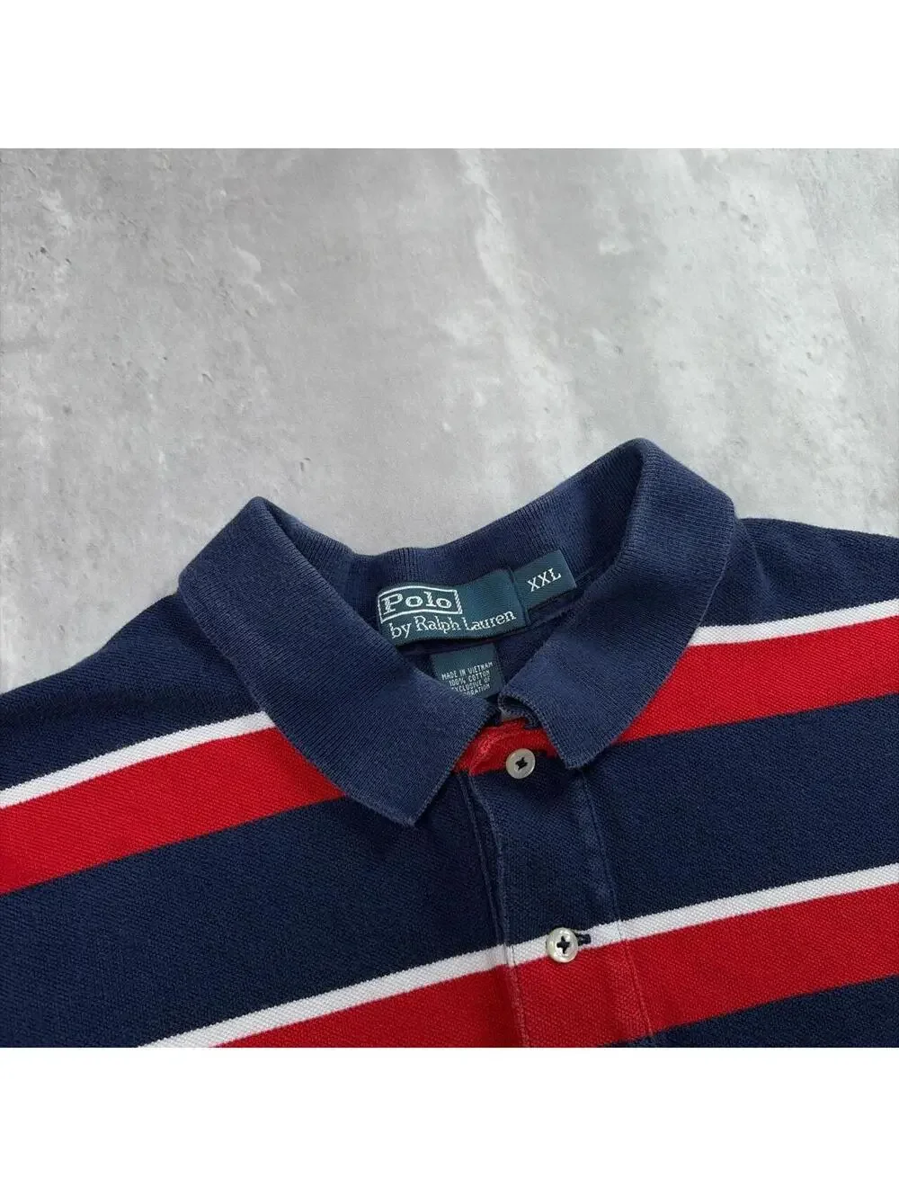 Vintage 90’s Navy Polo Ralph Lauren Striped Polo Shirt